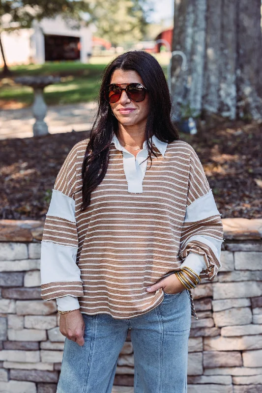 Simply Chic Caramel Striped Top