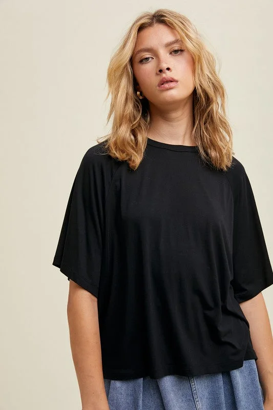 Casual Happiness Black Boxy Top