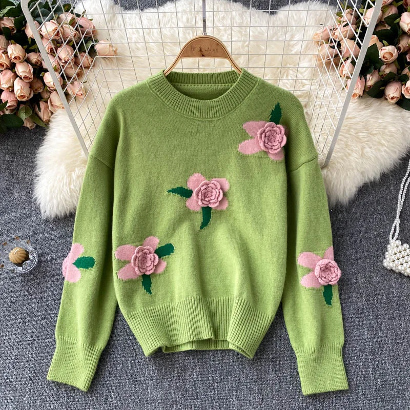 Lovely flowers long sleeve sweater 006