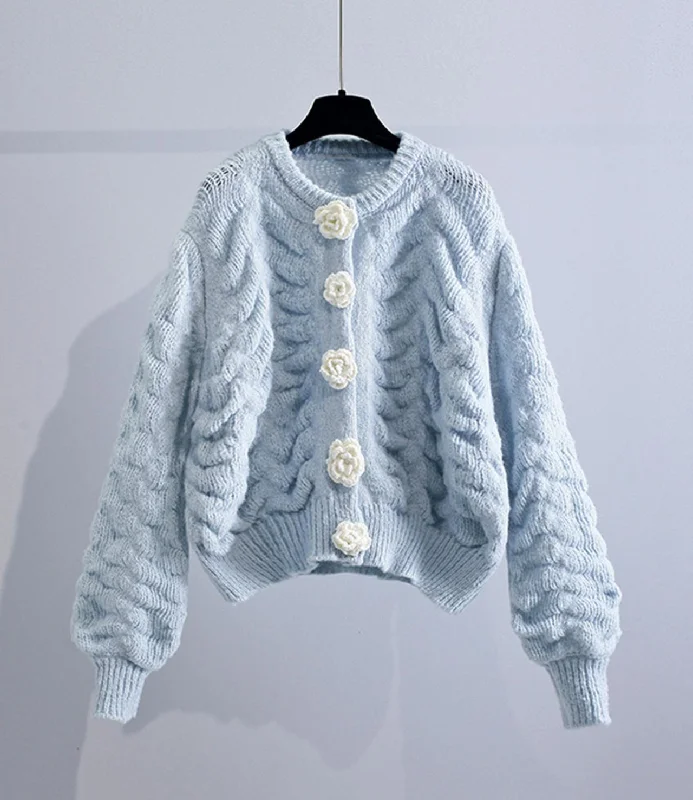 Lovely flowers long sleeve cardigan sweater  027