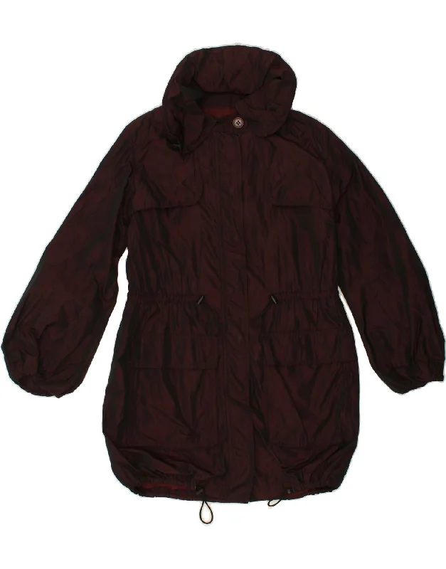 JIGSAW Womens Hooded Raincoat UK 10 Small Burgundy