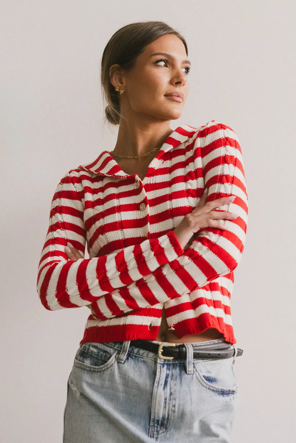 Blakley Cable Knit Sweater in Red