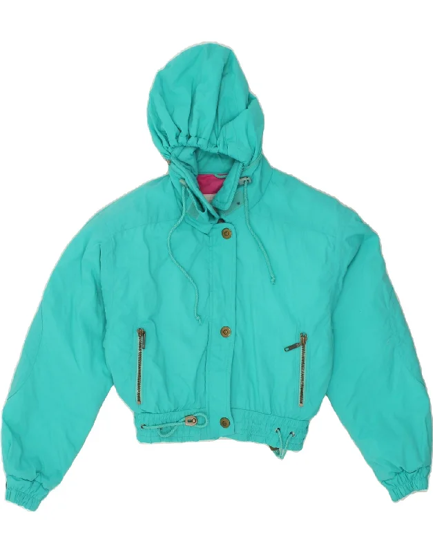 SCHOFFEL Womens Hooded Crop Windbreaker Jacket EU 36 Small Blue