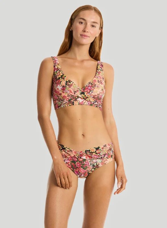 Sea Level: Wildflower Cross Front Multifit Bikini Top Pink