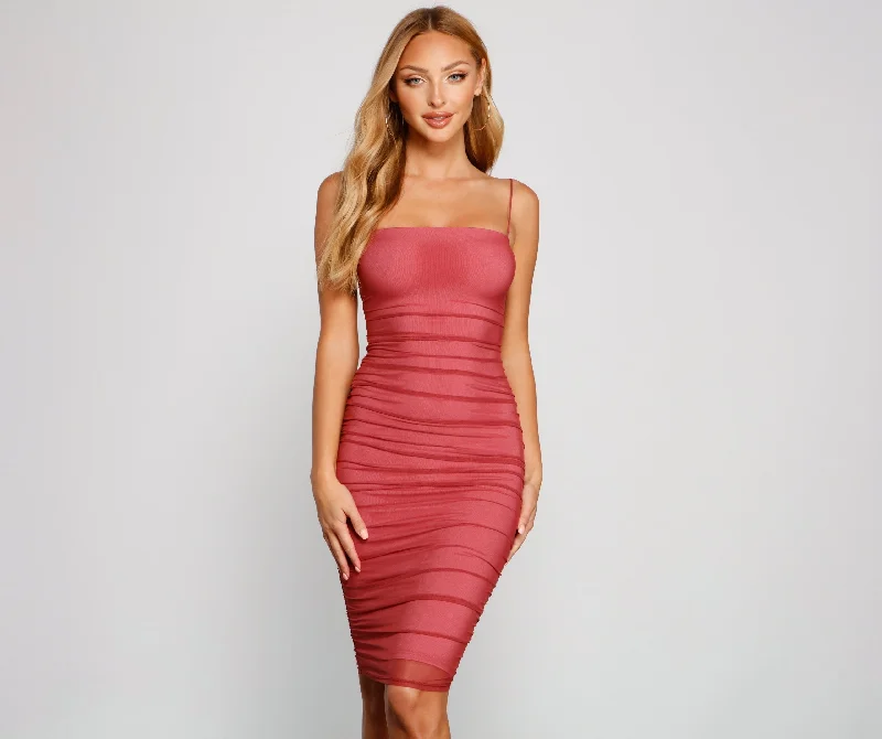 Fab And Flirty Charming Mesh Midi Dress