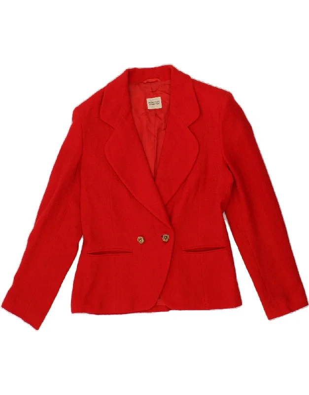 BENETTON Womens Double Breasted Blazer Jacket IT 44 Medium Red Virgin Wool