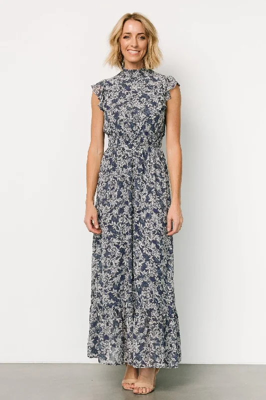 Kearny Ruffle Maxi Dress | Slate Print