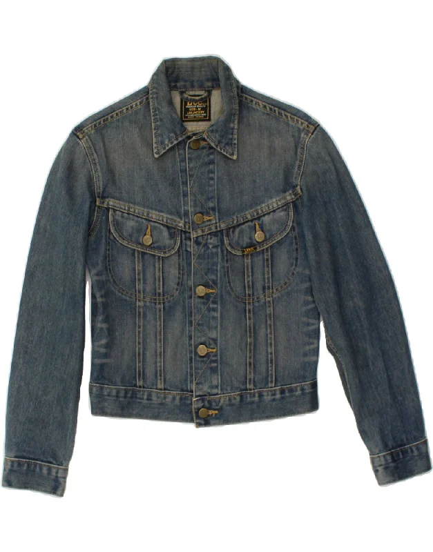 LEE Womens Crop Denim Jacket UK 12 Medium Blue Elastane