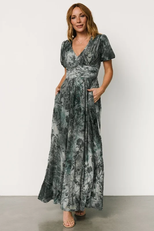 Leslie Velvet Maxi Dress | Slate Blue