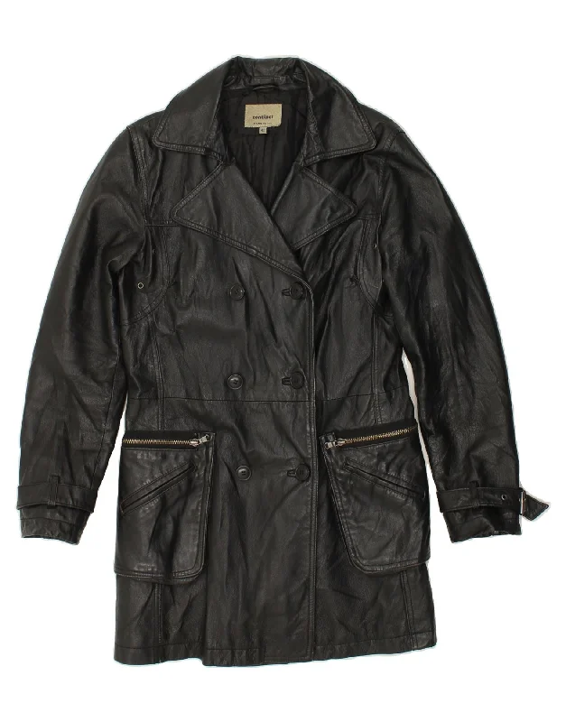 CONBIPEL Womens Leather Coat IT 42 Medium Black