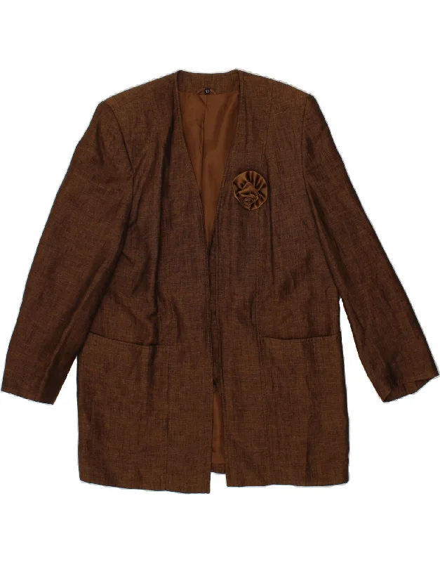 MADELEINE Womens Open Blazer Jacket EU 40 Medium Brown Linen