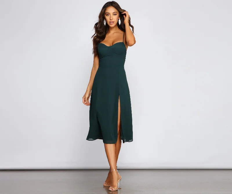 Chic Flowy Stylish Chiffon Midi Dress