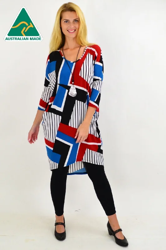 Lines & Stripes Hi Low Tunic Dress