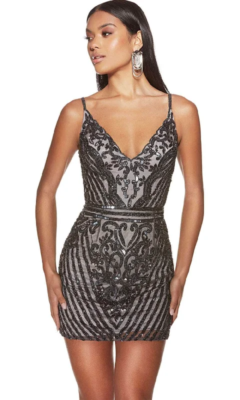 Alyce Paris 4883 - Intricate Sequin Embellished V-Neck Cocktail Dress