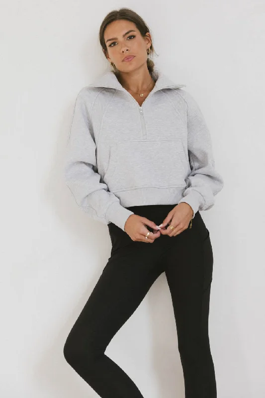 Alyssa Half Zip in Heather Grey