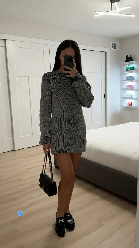 MOCK NECK MINI RIB SWEATER DRESS