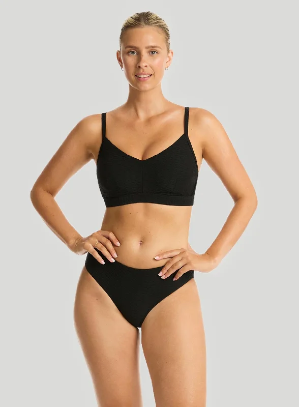 Sea Level: Honeycomb DD E Cup Bralette Bikini Top Black