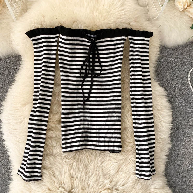 Cute long sleeve off shoulder sweater  025