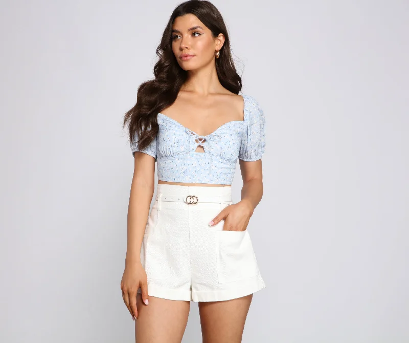 Pretty Chic Puff Sleeve Crop Top