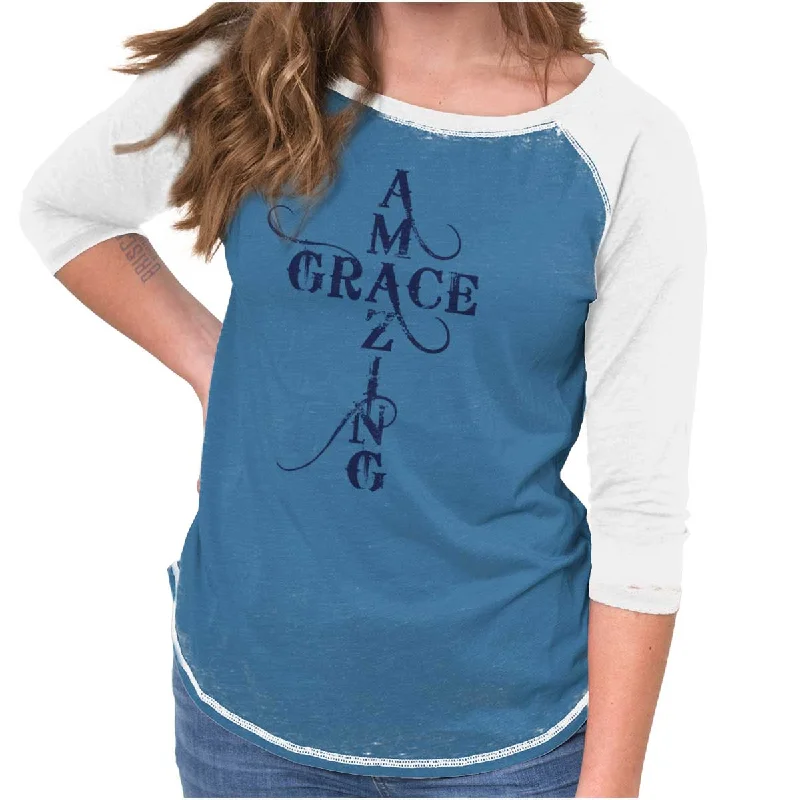 Amazing Grace Script Baseball Raglan T