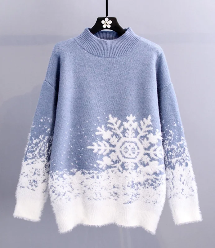 Cute snowflake long sleeve sweater  030