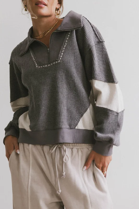 Harbor Knit Quarter Zip in Charcoal