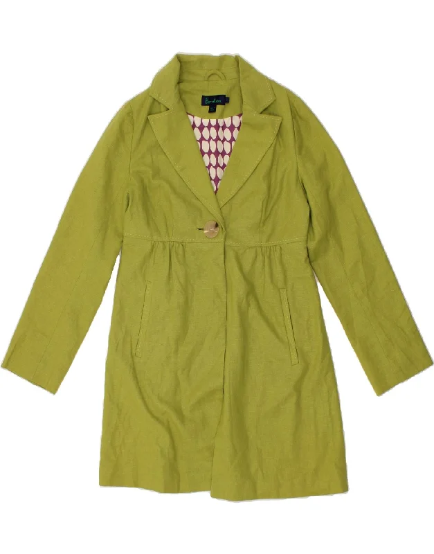 BODEN Womens Overcoat UK 8 Small Green Linen