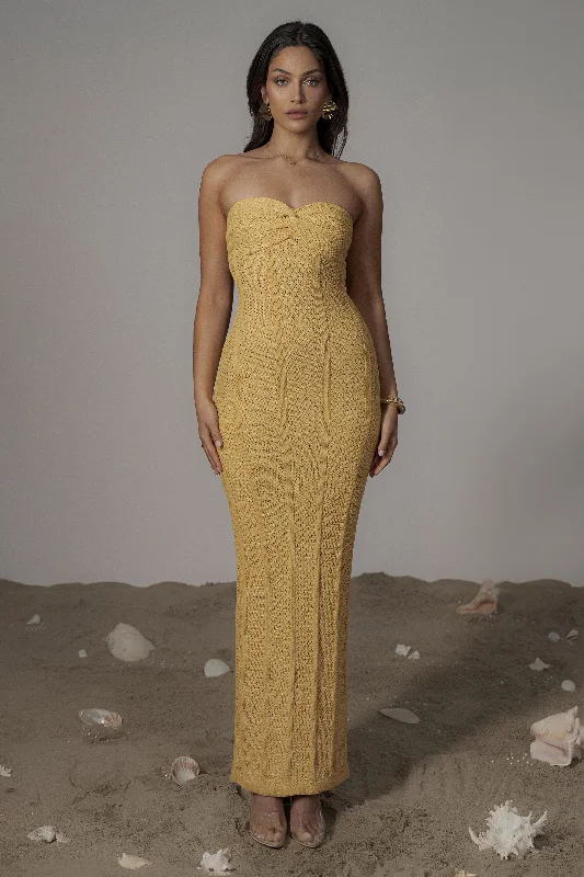 Yellow Blanca Strapless Maxi Dress