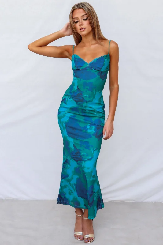 Sopha Maxi Dress - Green Floral