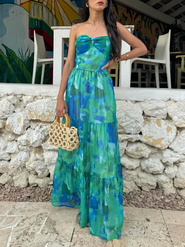 Vacation Casual Printed Charming Wrap-Around Maxi Dress