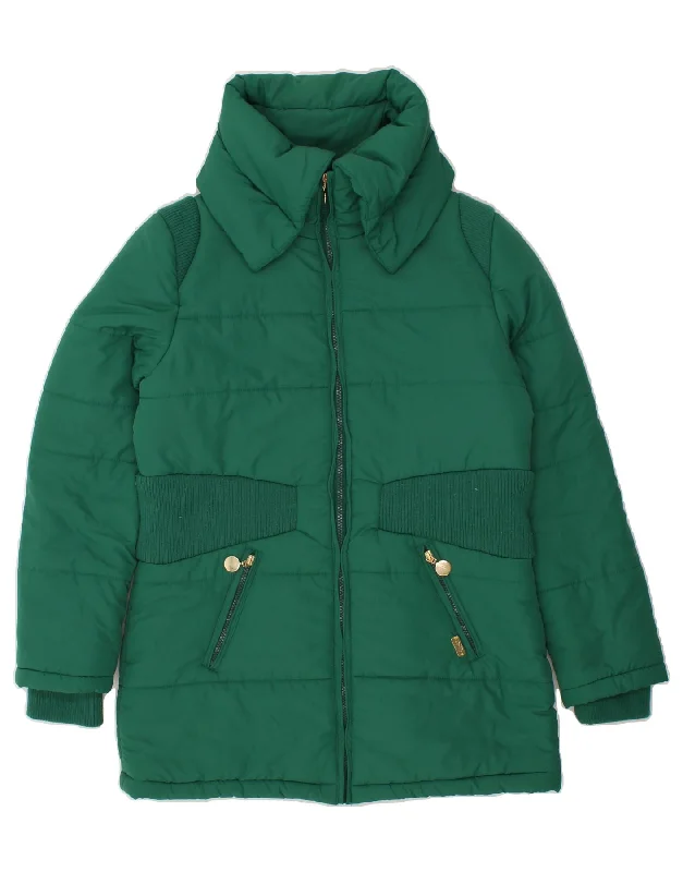 BUFFALO Womens Padded Jacket UK 14 Large Green Polyester