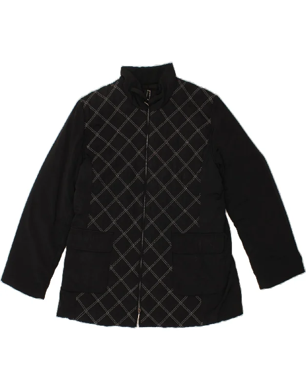 PERTE BY KRIZIA Womens Bomber Jacket UK 18 XL Black Argyle/Diamond