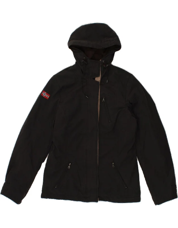 NAPAPIJRI Womens Hooded Windbreaker Jacket UK 14 Medium Black Cotton