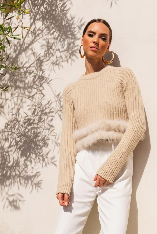 The Highest Divine Fur Sweater in Beige