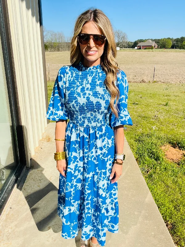 MARINELLE FLORAL MIDI DRESS