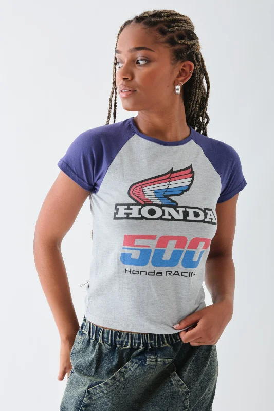 Daisy Street Honda Racing Raglan Crop Top