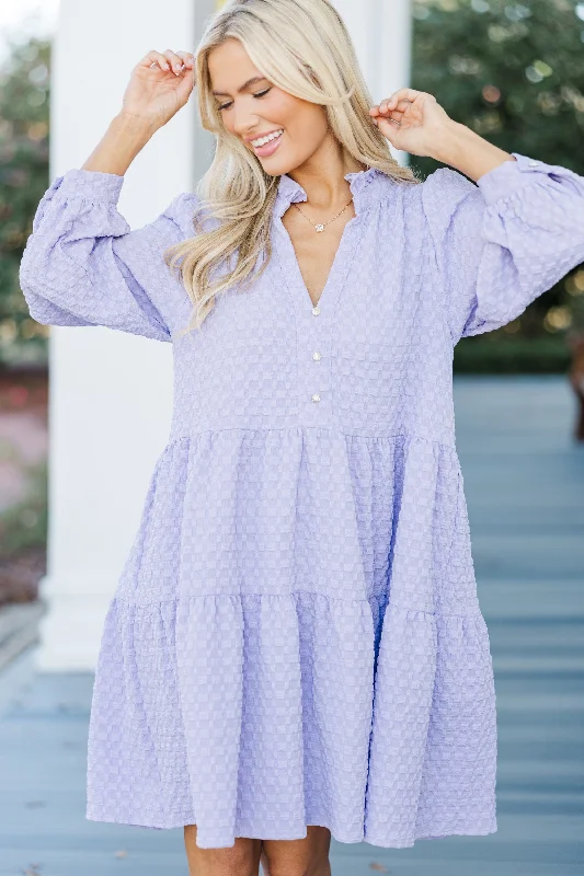 All Up To You Lavender Purple Textured Dress