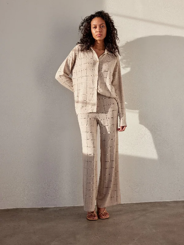 Naadam Cotton Silk Grid Pointelle Sweater - FINAL SALE