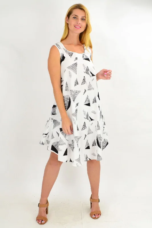 Abstract Triangle Linen Cotton Tunic Dress