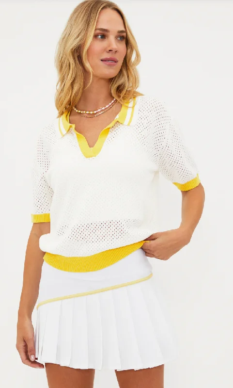 Giana White and Yellow Tennis Sweater Top by Beach Riot