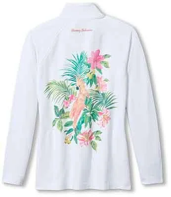 Tommy Bahama Women's Aruba Tropical Bliss Embroidered Full Zip Sweatshirt - White