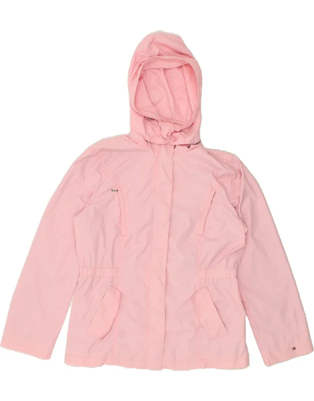 TOMMY HILFIGER Womens Hooded Rain Jacket UK 18 XL Pink Nylon