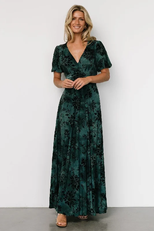 Leslie Velvet Maxi Dress | Jade + Black